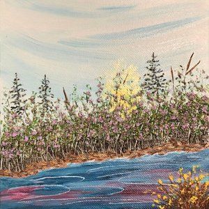 Peace and Quiet 6 x 6 Acrylic Painting, Landscape